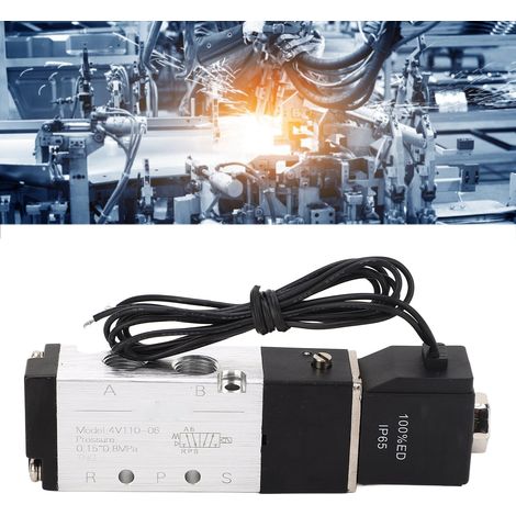 4V110-06 Distributeur pneumatique à commande filaire, vanne directionnelle, électrovanne pneumatique 5 voies à 2 positions, 12 V CC (1/5)
