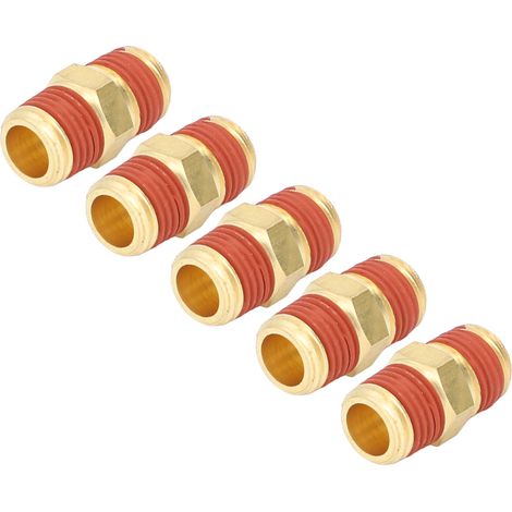 20 raccords hexagonaux en laiton 1/4 NPT mâle à 1/4 NPT mâle avec joint d'étanchéité en caoutchouc pour tuyau d'air comprimé, lot de 20 (1/5)