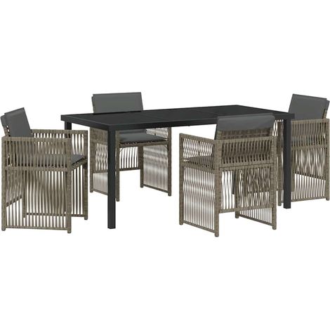 Ensemble de salle à manger pour jardin 5 pcs,Salon de jardin Gris Poly rotin CFW40385 (1/5)