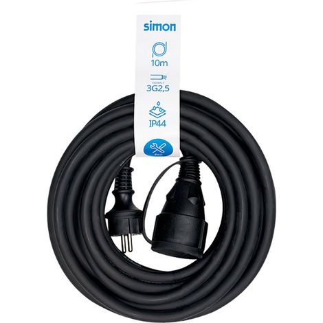 Rallonge électrique professionnelle 10 m, IP44, H07RN-F 3 G 2,5 mm², 1 prise avec couvercle, 16 à 250 V, noire (1/5)