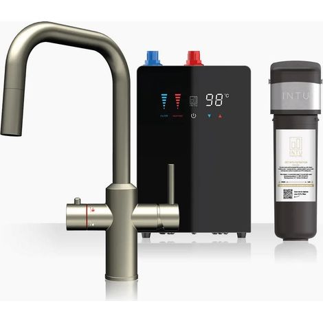 INTU Monarch Brushed Nickel 4 In 1 Square Pull Down Filtered Boiling Water Tap Nexus & Pro Filter (1/5)