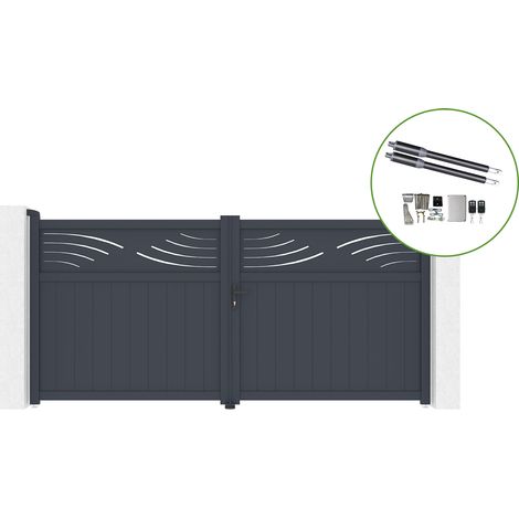 Portail battant 3,4m HALTI H.160cm alu + motorisation RANGER B150 (1/5)