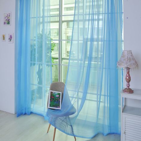 Rideau Voile - 200 cm x 100 cm - Tulle Transparent pour Fenêtre ou Porte - Décoration Intérieure Moderne - 1 Pièce (1/2)