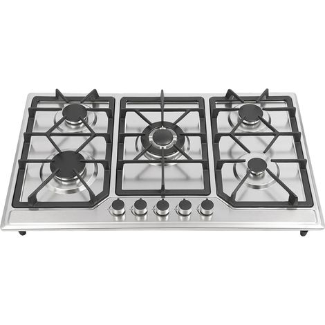Cuisinière à gaz, 5 brûleurs, allumage électronique, Argent (1/2)
