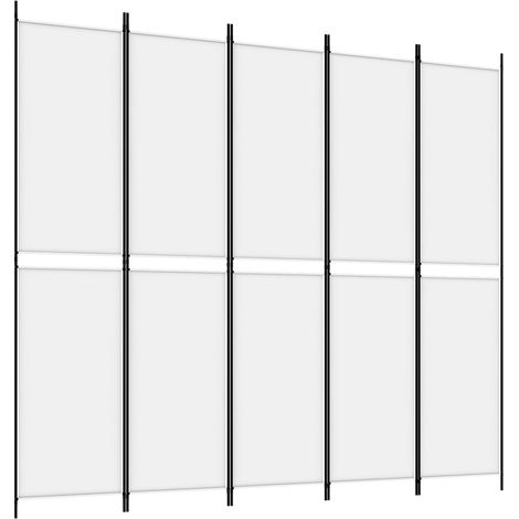 Paravent Cloison de séparation 5 panneaux, Pour Jardin, Balcon, Terrasse Blanc 250x220 cm Tissu OIB7936E