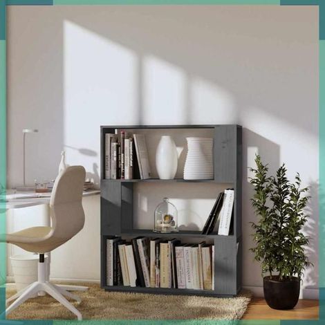 814056 Bibliothèque/Séparateur de pièce Gris 80x25x101 cm Pin massif (1/5)