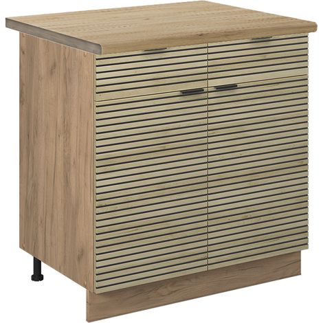 Schubunterschrank  Fame-Line, Eiche Paneel, 80 cm , AP Eiche, Vicco