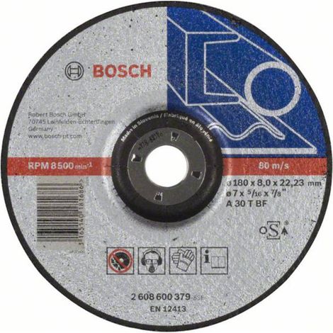 Bosch Accessories 2608600379 Disco di sgrossatura con centro depresso 180 mm 1 pz. Acciaio