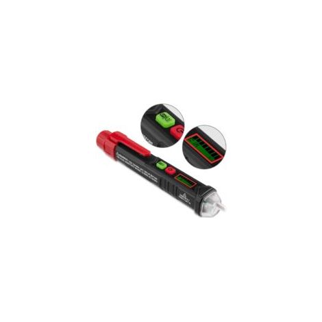 Rilevatore di tensione senza contatto ZVD, tester di tensione con doppia sensibilità 12V/48V-1000V, display LCD, test filo fase/neutro, torcia, allarme acustico - Crezuo (1/4)
