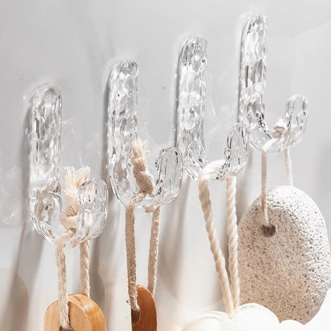 Crochets adhésifs imitation pierre, sans traces ni perçage, pour salle de bain, porte-serviettes, porte-vêtements et clés derrière une porte, adhérence optimale (1/4)