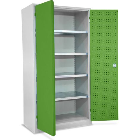 STIER Armoire d’atelier 1940 × 1000 × 600 mm Gris clair Vert (1/3)