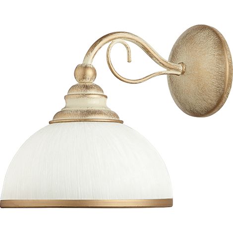 Applique parete rétro ecru patinata cupola bianca E27 Jupiter