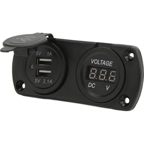 Dual-USB-Schnellladegerät für 12–24 V mit Spannungsanzeige, wasserdicht, 2,1 A Universalausgang für Motorrad und Boot (1/5)