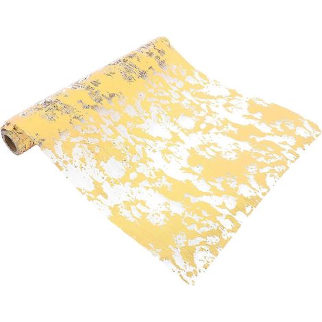 Chemin de table décoratif doré métallisé, 1 rouleau en tissu à paillettes. (1/5)