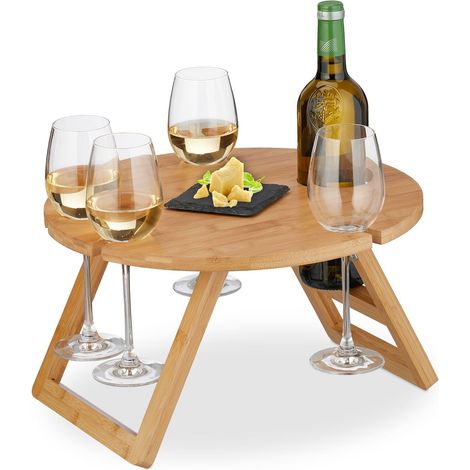 Runder picknick weintisch aus bambus 8