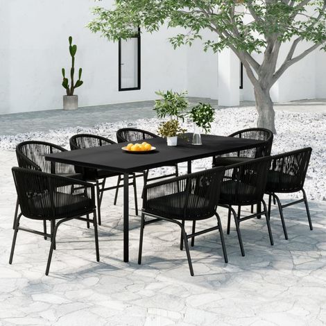Juego de comedor de jardín 9 piezas negro