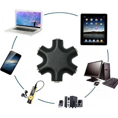 2 Splitter Jack Distributeur Pour Prises Jack 3,5mm Avec 6 Connecteurs Cble Inclus Pour La Connexion La Source Audio (1/5)