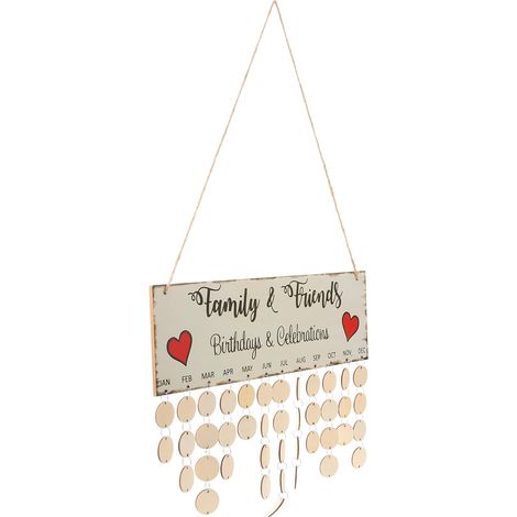 Calendrier D'anniversaire en Bois Disques Ronds à Suspendre, Facile à Assembler, pour Décoration Anniversaire et Rappel de Dates Importantes (1/5)