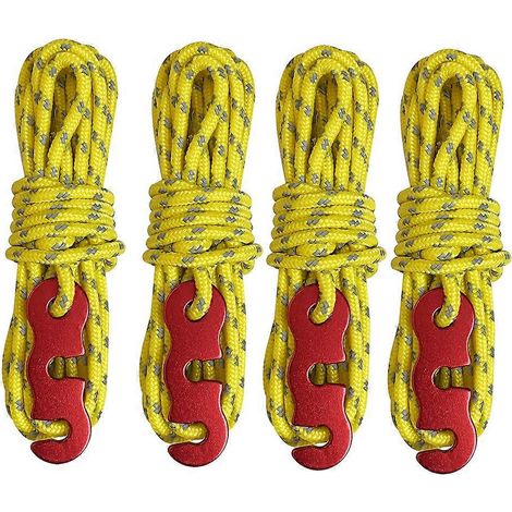 Corde réfléchissante en nylon de 3 m avec tendeur pour tente de camping, bâche, auvent de randonnée (jaune) (1/5)