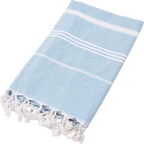 1 pièce Serviette de plage, 100 x 180 cm, coton turc, ultra absorbante, séchage rapide, pompons, pour plage, sauna, yoga et fitness (1/5)