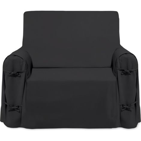 Housse de fauteuil en coton PANAMA anthracite (1/2)