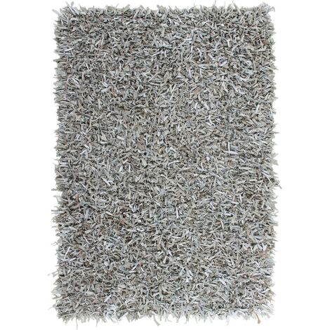 Tappeto Shaggy Rodeo 300 in vera pelle grigio (1/4)