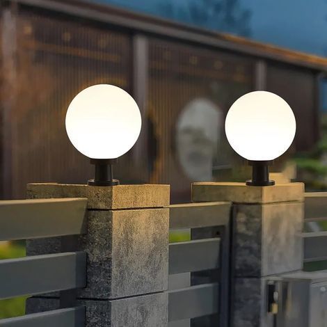 Kugelförmige Säulenleuchte für den Außenbereich - Villa-Tor, wasserdichter E27-Zaunpfosten für Garten und Landschaftswege (∅20cm) (1/5)
