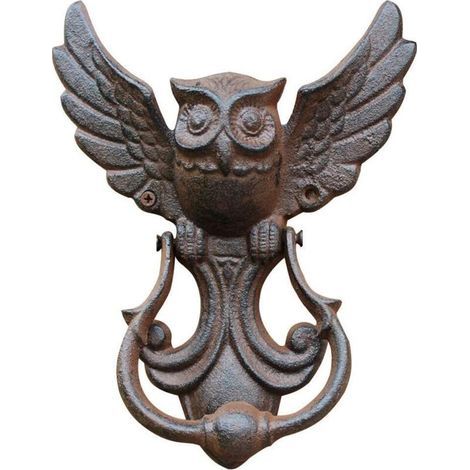 Vakuum-Chouette Porte Heurtoir, Maison Portes Fonte Tirer Porte Poignée Vintage Chouette Ancien Style Décoratif Porte pour Votre Jardin/en Bois Maison/Ferme - Marron (1/4)