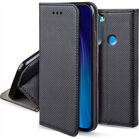 Custodia per XIAOMI REDMI NOTE 8T SMART MAGNET BOOK CASE NERA + VETRO (1/5)