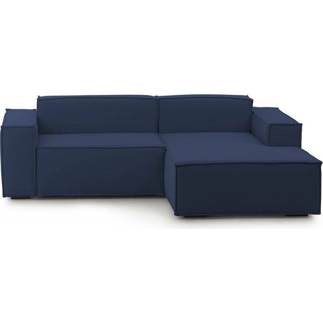 Talamo Italia - Divano fisso con penisola Licia, Divano componibile a 4 posti con penisola sinistra, Sofà moderno in tessuto, 100% Made in Italy, Cm 240x170h70, Blu