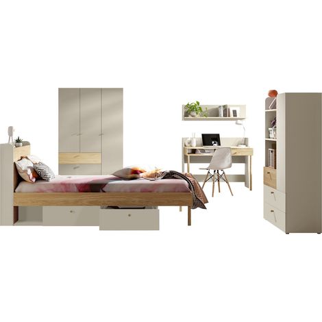 Conjunto de dormitorio infantil Domcali 116, Beige + Roble (1/5)