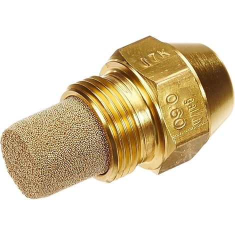 Gicleur chauffage central 60° – Débit max 0.6 gal/h – Laiton – Pulvérisation pleine – Pour brûleur fioul – Finesse filtration 45µm