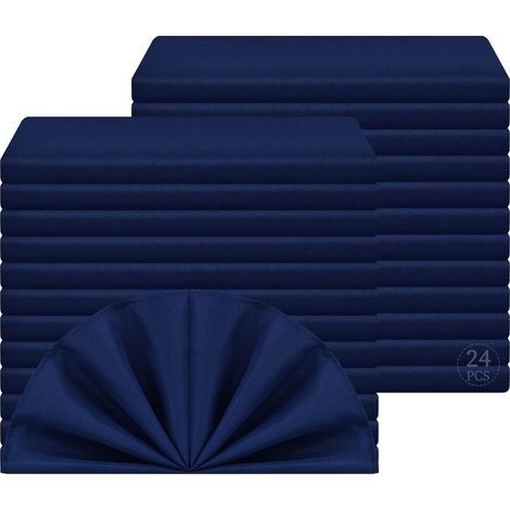 Set mit 24 marineblauen Stoffservietten, 43 x 43 cm große Tischservietten aus Polyester, weiche Tischservietten mit (1/5)