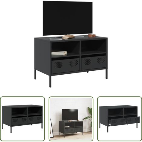 vidaXL Kaltgewalzter Stahl - TV-Schrank Schwarz 68x39x43,5 cm Kaltgewalzter Stahl (1/5)