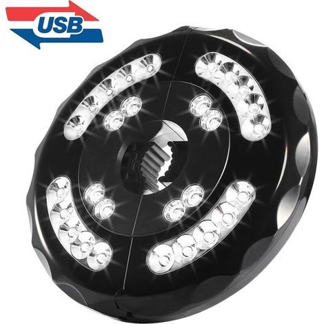 Lampe de parasol sans fil - 28 LED - 4 modes - 4400 mAh - Fonctionne avec piles et charge USB - Pour jardin,plage,extérieur,barbecue,fête,camping - Blanc (1/5)