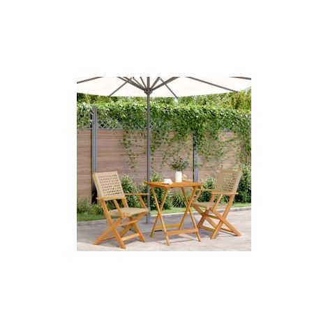 Ensemble de bistro 3 pcs beige résine tressée et bois massif (1/5)