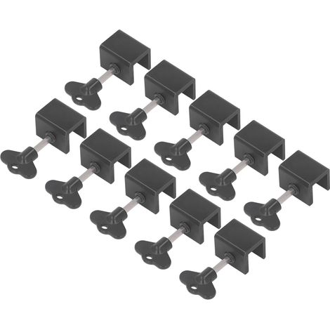 Paquet de 15 serrures coulissantes avec clé, verrou de sécurité pour fenêtre et porte, trou unique, réglable, protection enfant, noir, usage domestique (1/5)