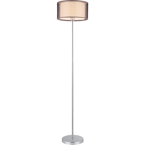 Lampada da terra Anastasia in metallo cromato tessile / marrone Ø35cm H: 157 centimetri (1/4)