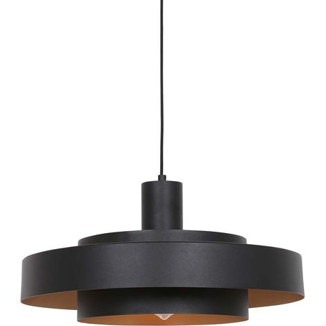 Suspension lampe suspendue plafonnier lampe de salle à manger métal noir or H 165cm (1/3)