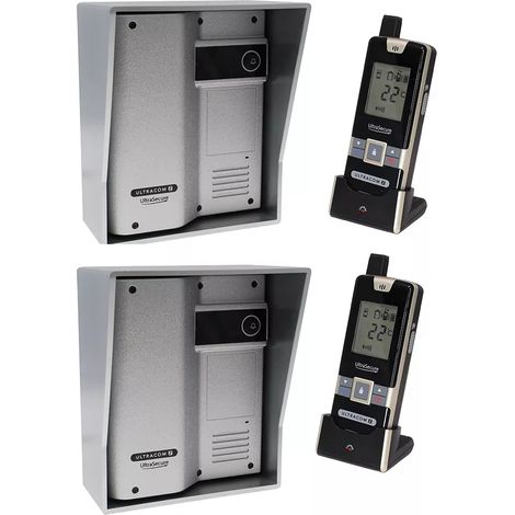 Kit interphone UltraCOM2 ARGENTÉ double entrée 600 mètres autonome individuel avec visières argentées + 2 combinés (1/5)