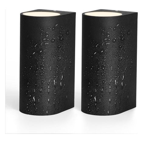 Applique Murale Exterieur LED Etanche, 2 X 6W Spots GU10, Lampe Murale Moderne Noire Mat IP65 220V 2800K 600lM Blanc Chaud, Eclairage murale exterieur pour Jardin Terrasse Garage, Lot de 2 Pa (1/5)