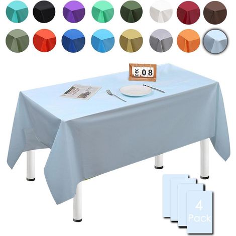 4x Einweg Tischdecke 137x274cm Himmelblau Wasserdicht für Partys & Feiern