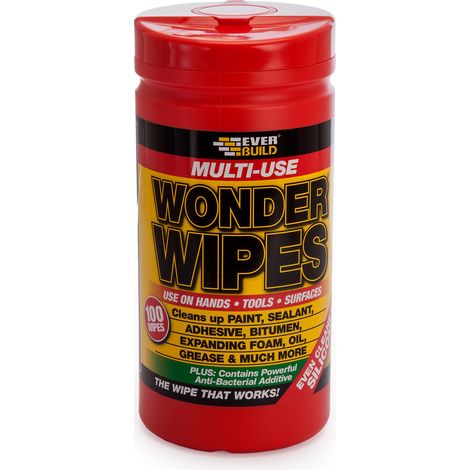 Everbuild WIPE80 Wonder Wipes Trade Tub – Pack of 100 Multi-Purpose Cleaning Wipes