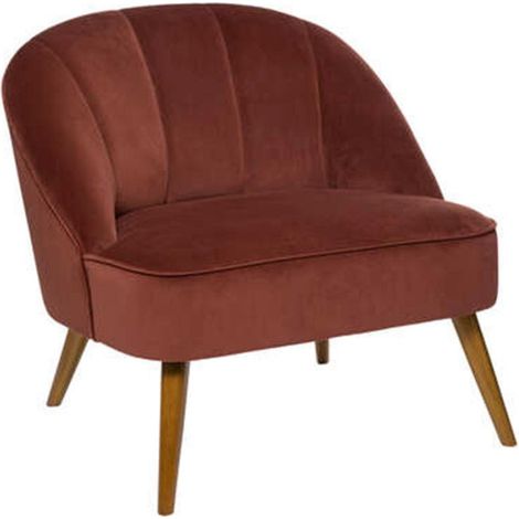 Atmosphera – Fauteuil relax scandinave 78cm en velours terracotta – Assise confortable – Structure en bois et mousse polyuréthane – À monter soi-même (1/4)