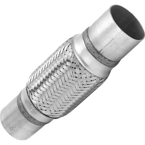 Tuyau Flexible D'échappement Double tressé en Acier Inoxydable 57x250mm pour Voiture Adaptateur d'échappement Tuyauterie Soufflet d'échappement double tressé (1/5)