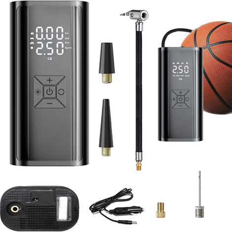 Gonfleur de pneu portable, Gonfleur de pneu portable pour voiture Pompe électrique portable de vélo avec affichage numérique 150 PSI Manomètre de pression, pompe à air intelligente pour pne (1/5)