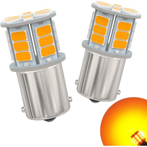 P21W LED Ampoule 1156 BA15S 382 7506 12V 24V Seul Contact Ampoules pour Voiture Avant et Arrière Feux Clignotants Brouillard Ambre Jaune 2 Pièces (1/5)
