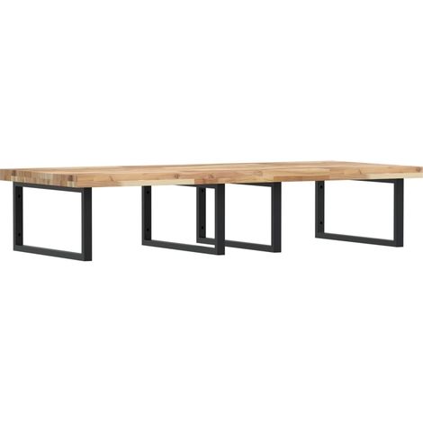 Étagères de rangement,Étagère de vasque murale acier et bois massif d'acacia CFW35855 (1/5)