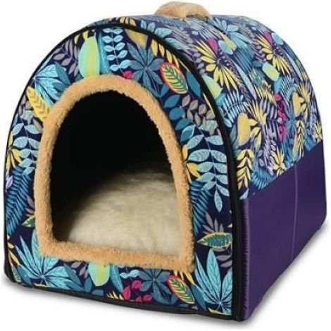 Lit Pour Animal De Compagnie - Niche Chaude Détachable Type Grotte - Pour Chien Chat Chiot - 35x30x28cm Bleu (1/4)