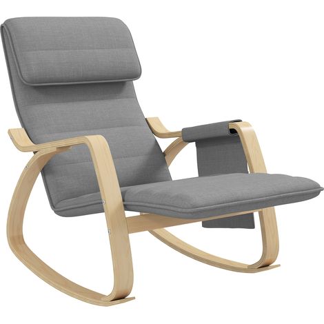 Fauteuil à bascule allaitement avec repose-pieds réglable, poche latérale et appui-tête, gris (1/5)